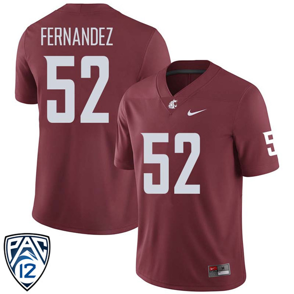 Men #52 Kingston Fernandez Washington State Cougars College Football Jerseys Sale-Crimson